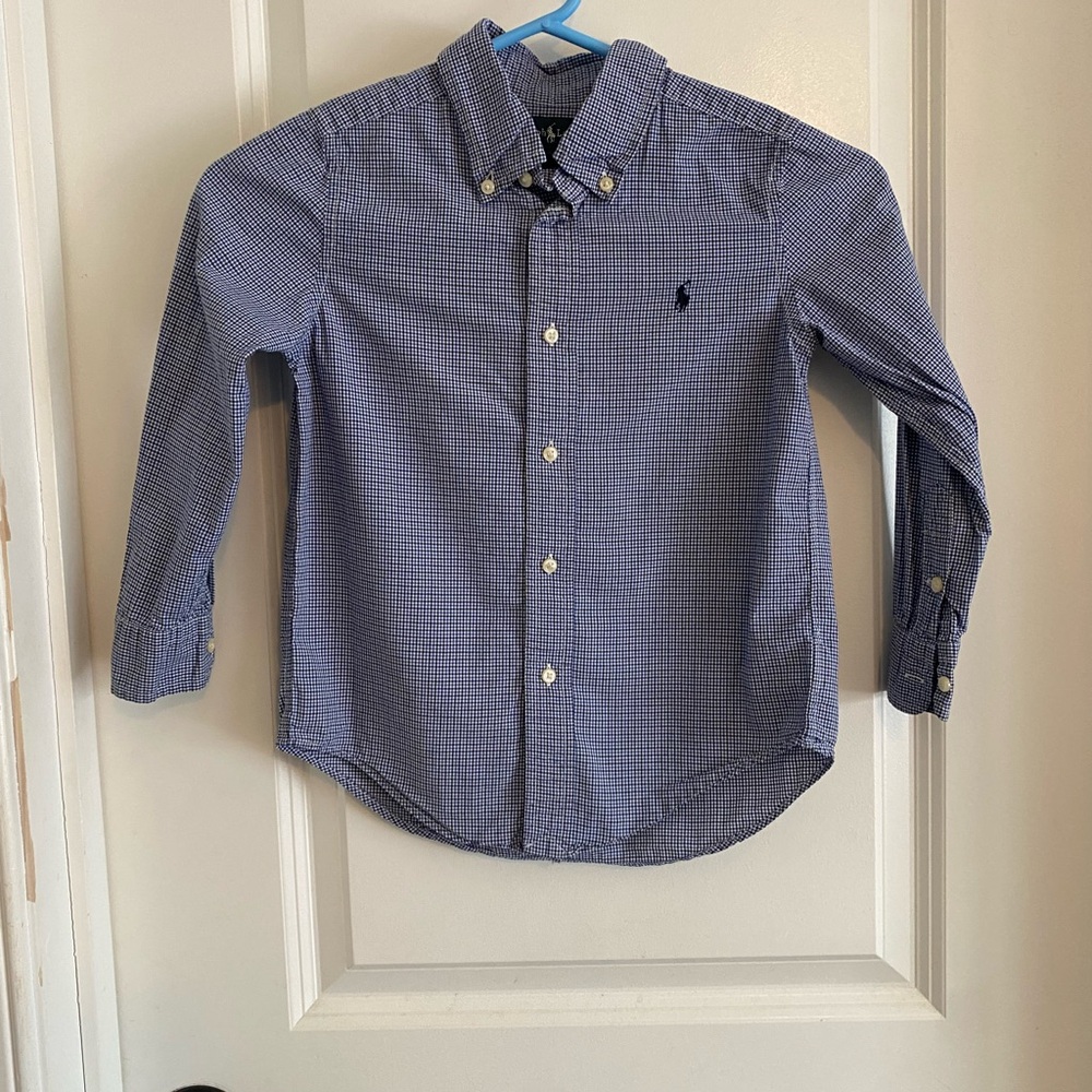 Ralph Lauren Kids Navy and White Gingham Shirt